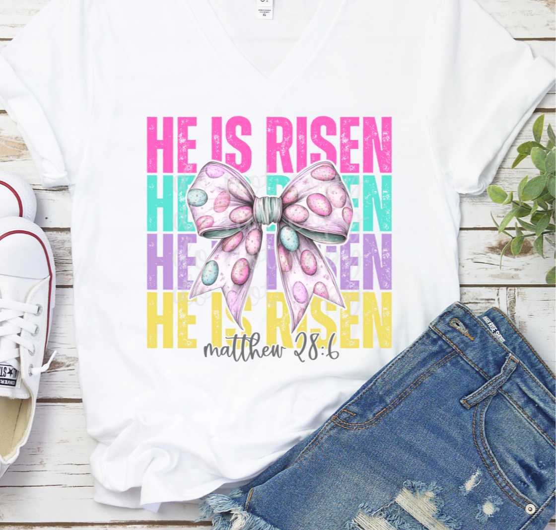 He is risen stacked easter bow (Parker) DTF transfer