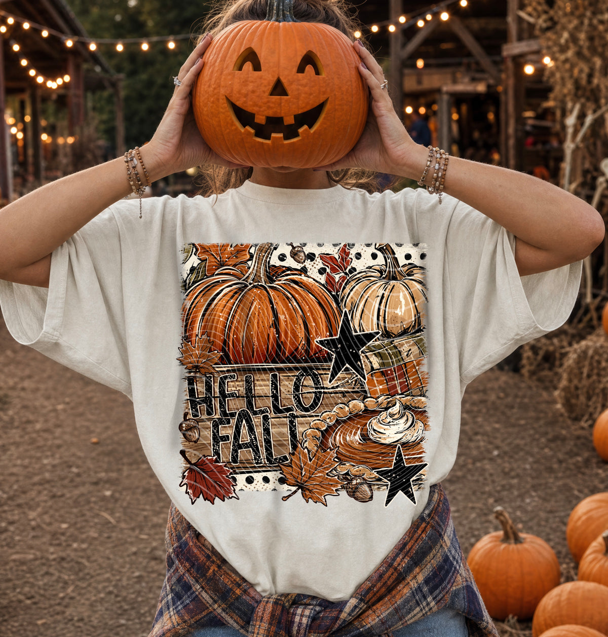 Hello fall pumpkins in crate (AG) DTF Transfer