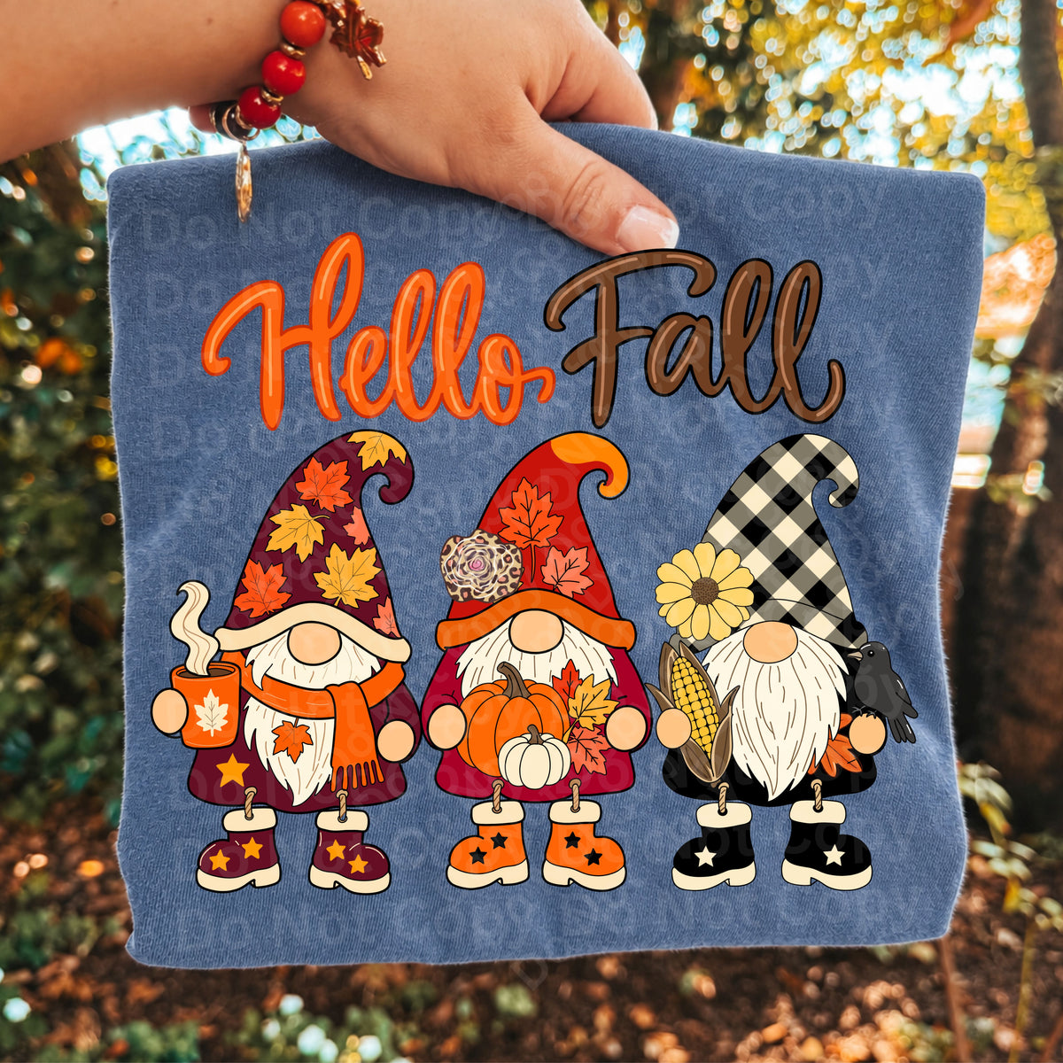 Hello fall gnome trio (Irene) DTF Transfer