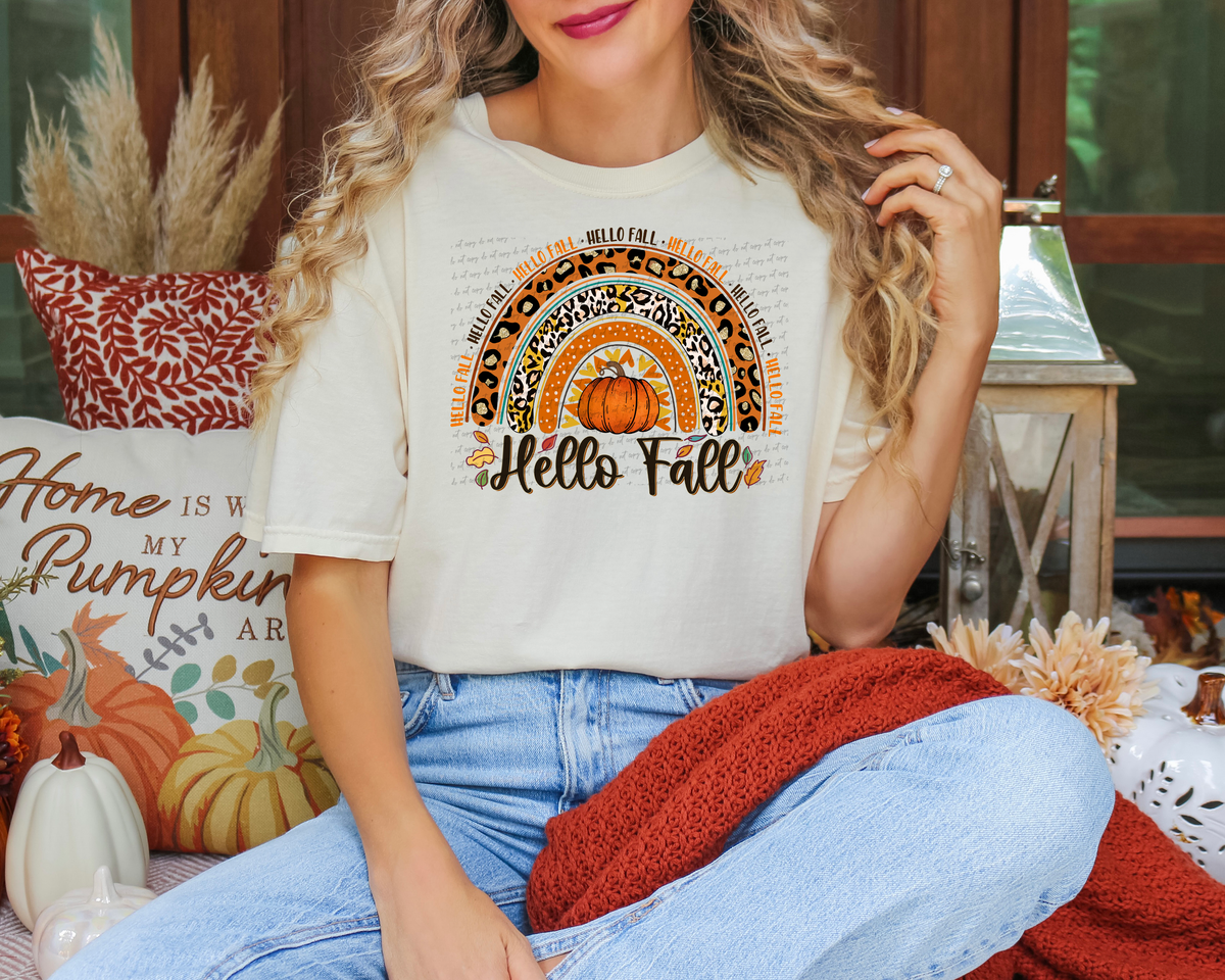 Hello Fall Rainbow Pumpkin 54230 DTF transfer