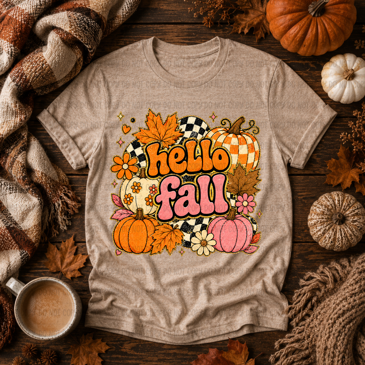 Hello fall retro pumpkin (Revel) DTF Transfer