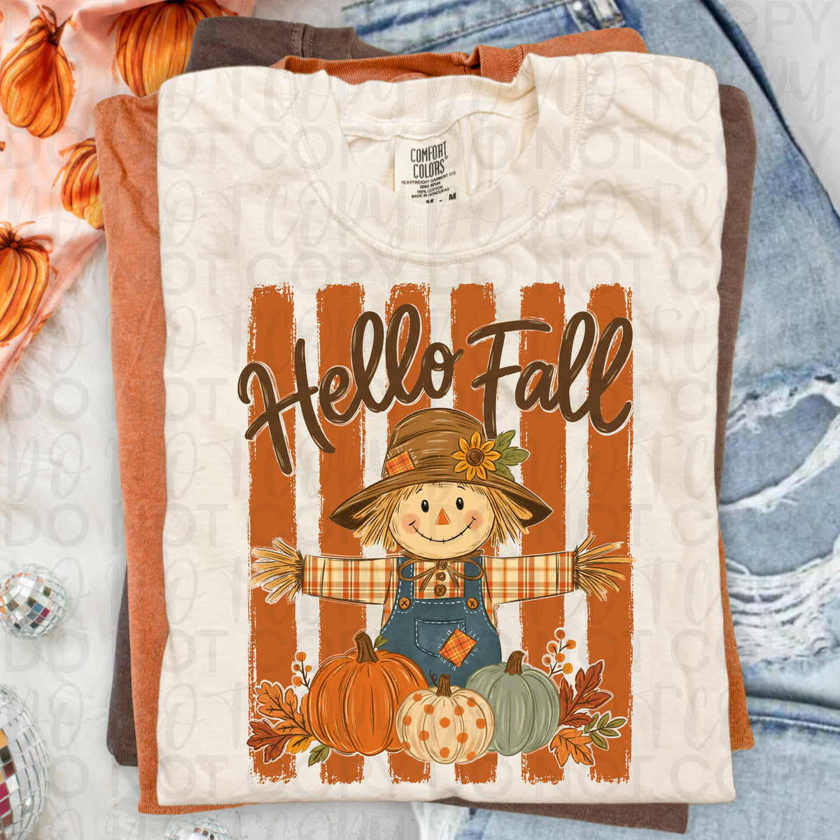 Hello fall scarecrow and pumpkins (UAC) DTF Transfer