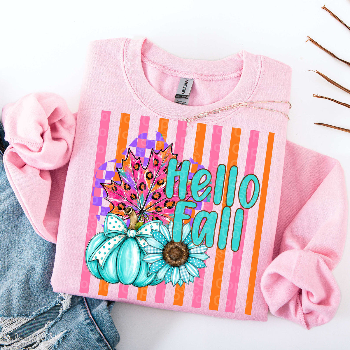 Hello fall stripes PURPLE (Irene) DTF Transfer