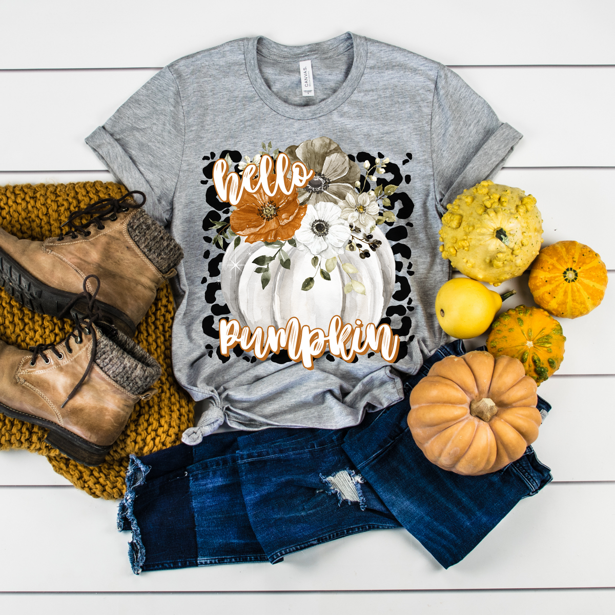 Hello pumpkin white pumpkin DTF TRANSFER