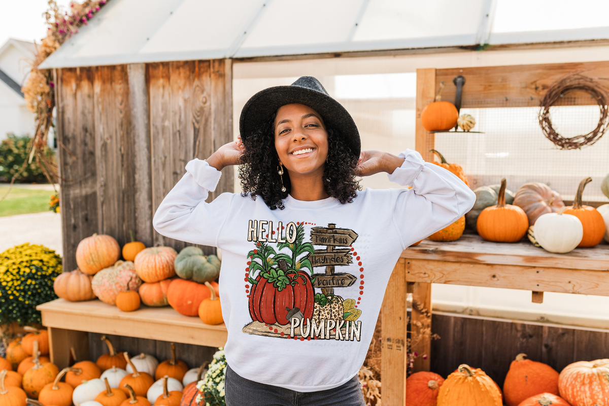 Hello Pumpkin Pumpkins Hayrides Bonfire Leopard Pumpkin 114882 DTF transfer