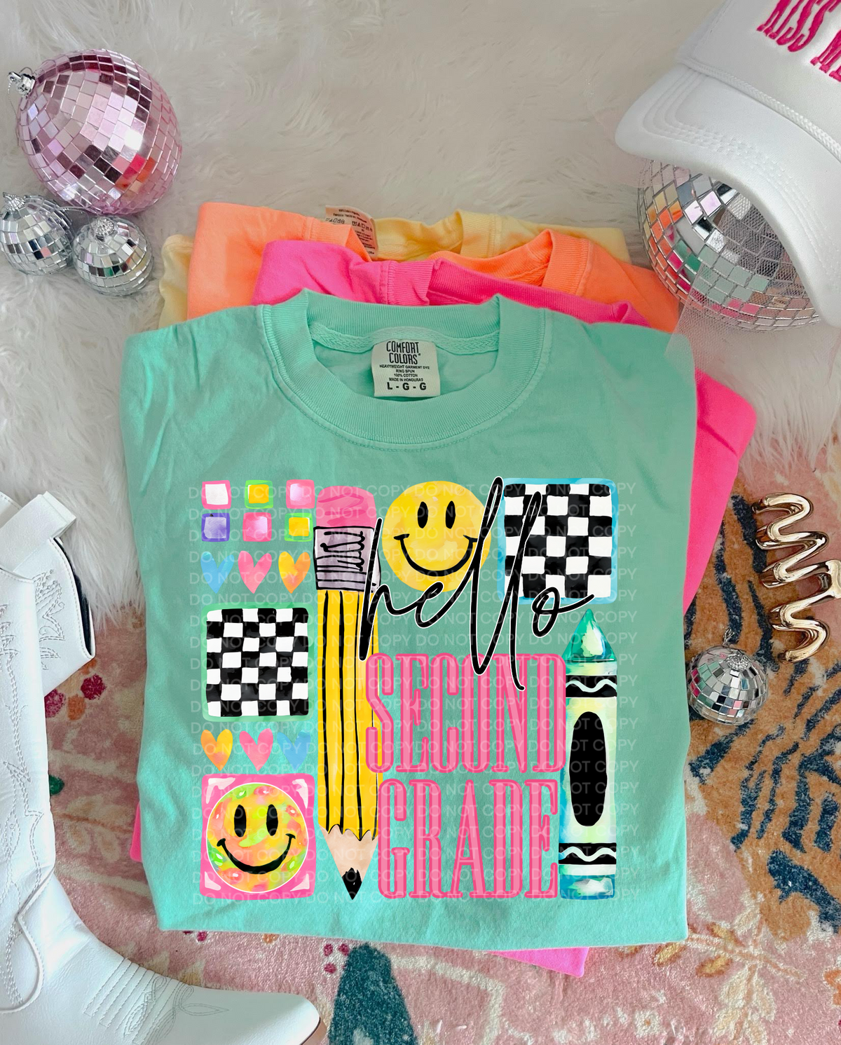 Hello second grade pink font (SCG) DTF Transfer