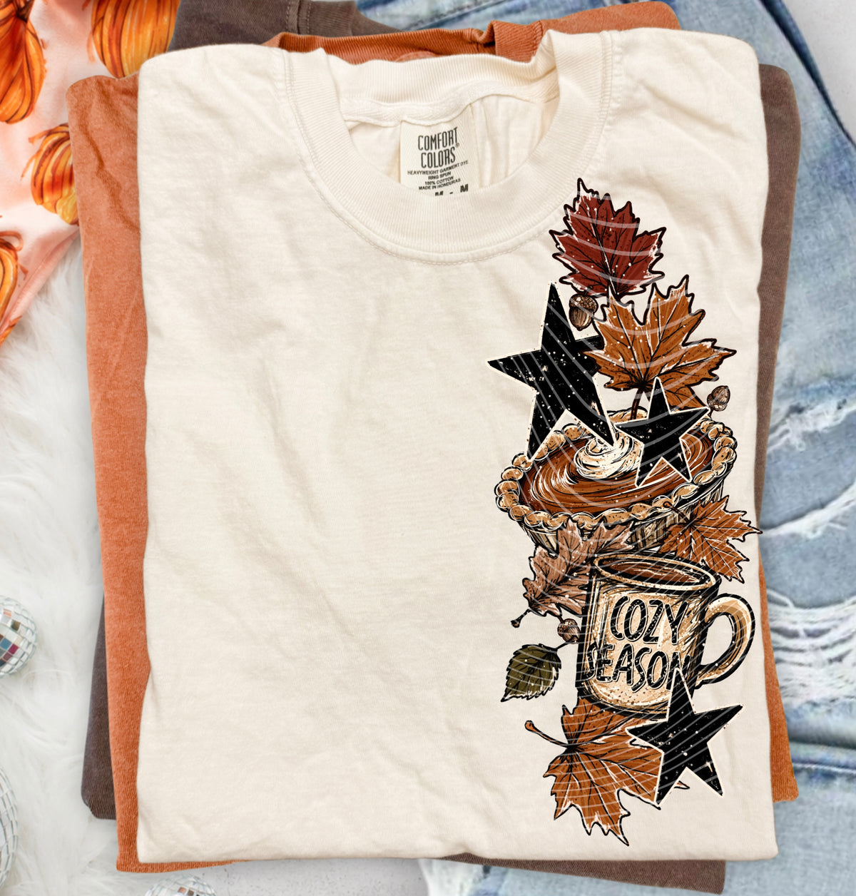 Cozy season pumpkin pie side piece (AG) DTF Transfer