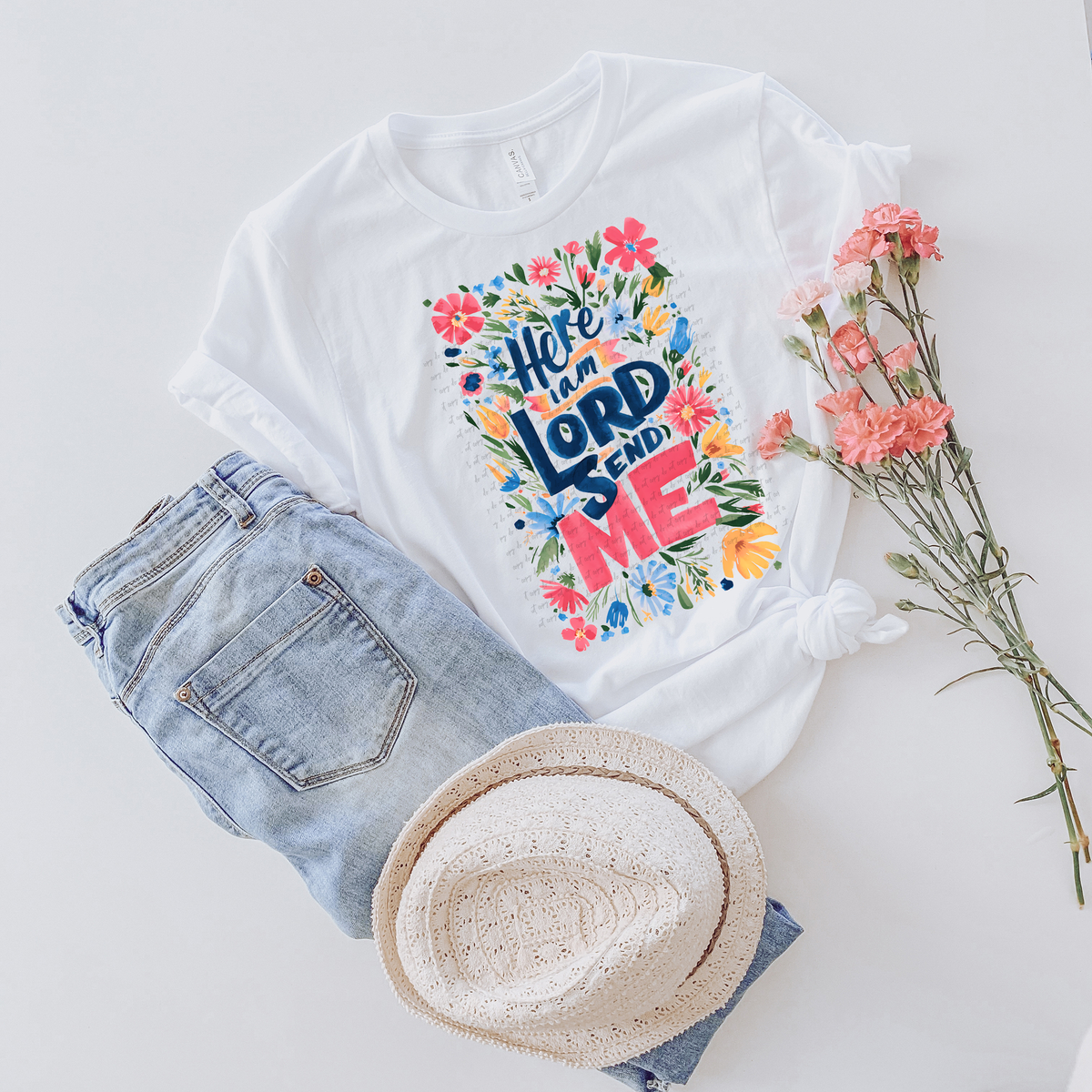 Here I Am Lord Send Me Floral 81196 DTF Transfer