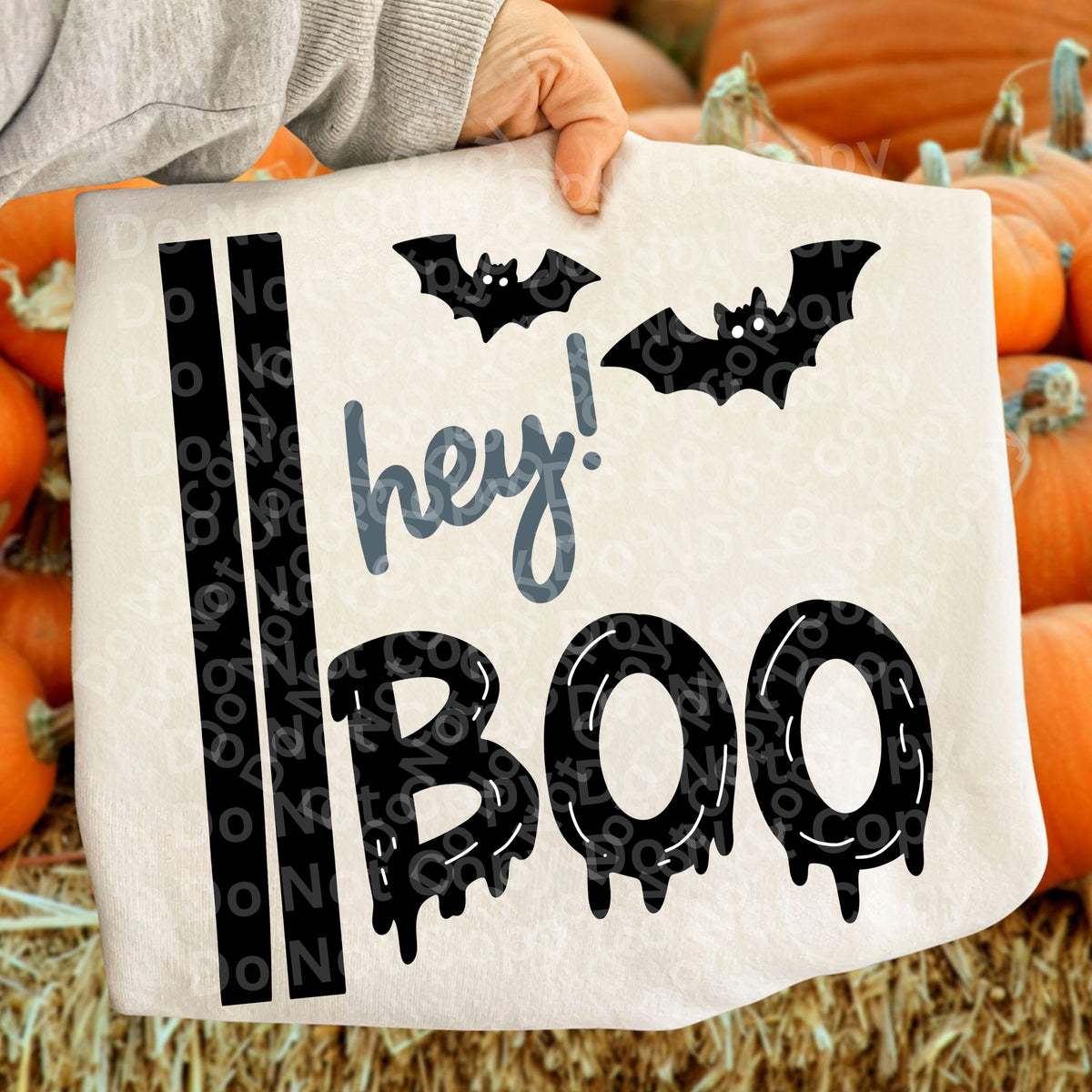 Hey boo bats and stripes BLACK (Irene) DTF Transfer