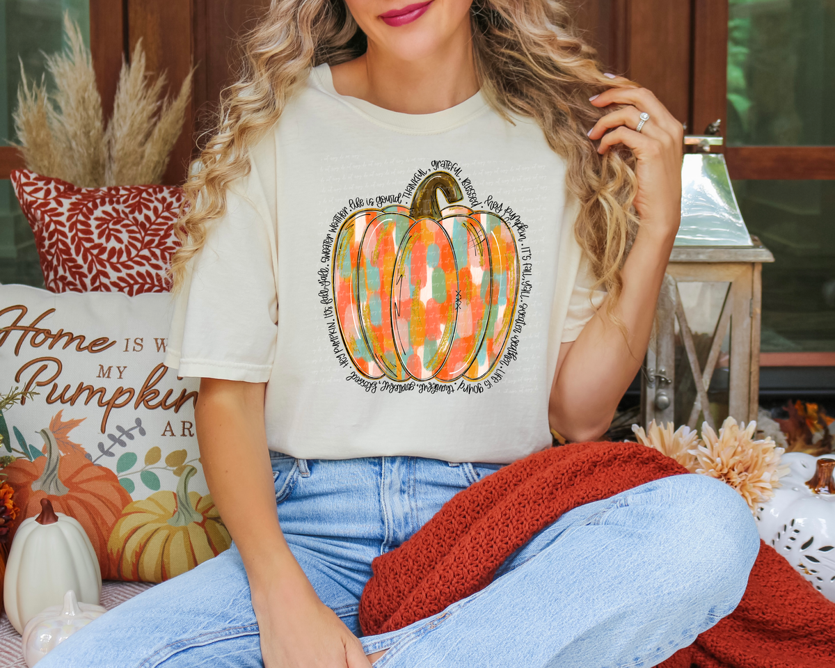 Hey Pumpkin It's Fall Y'all Painted Pumpkin 104687 DTF transfer