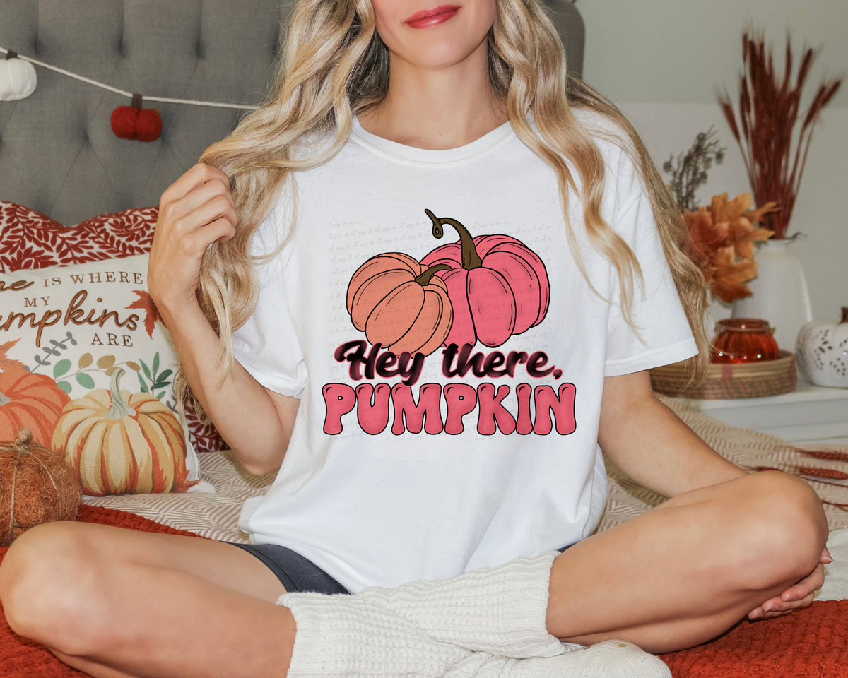 Hey There Pumpkin Pink and Peach Pumpkins 115780 DTF Transfer