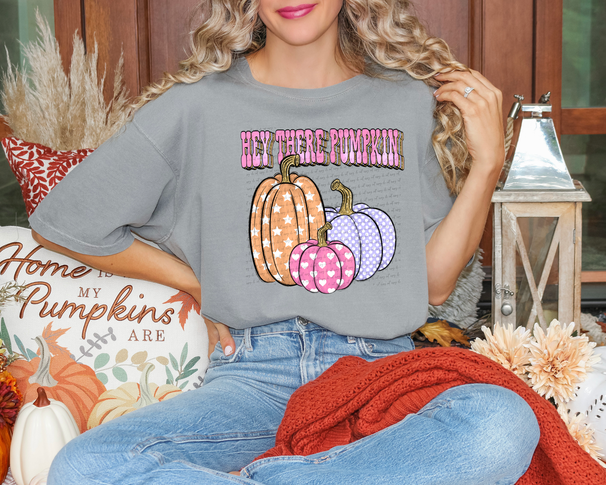 Hey There Pumpkin Stars Hearts Polka 46698 DTF transfer
