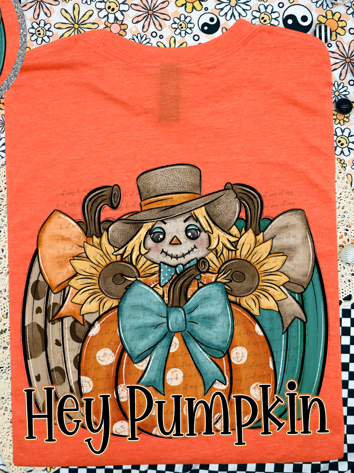 hey pumpkin Pumpkin trio Scarecrow (Back Print) 54295 DTF transfer