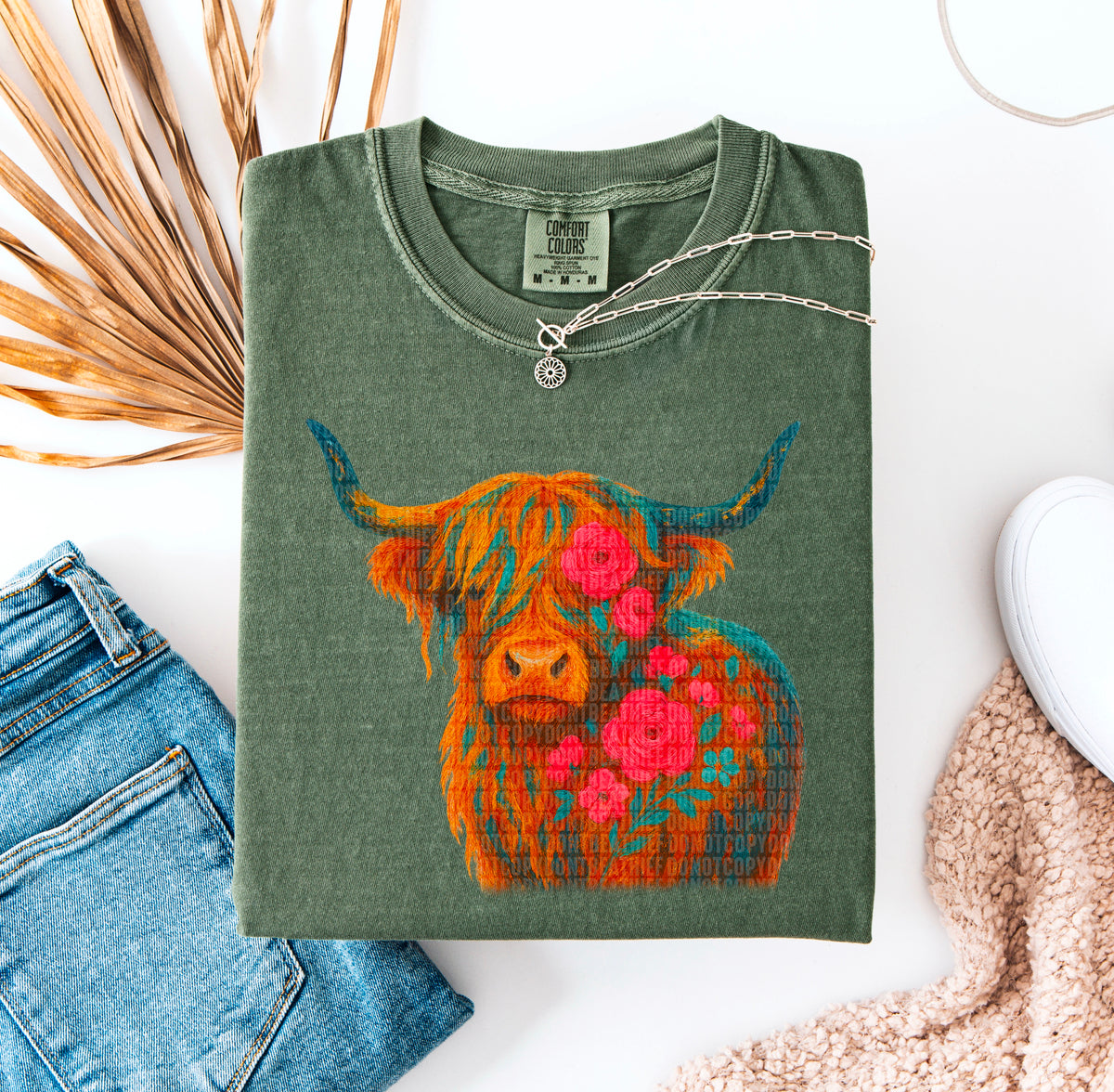 Floral Highland Cow (SDD) DTF transfer