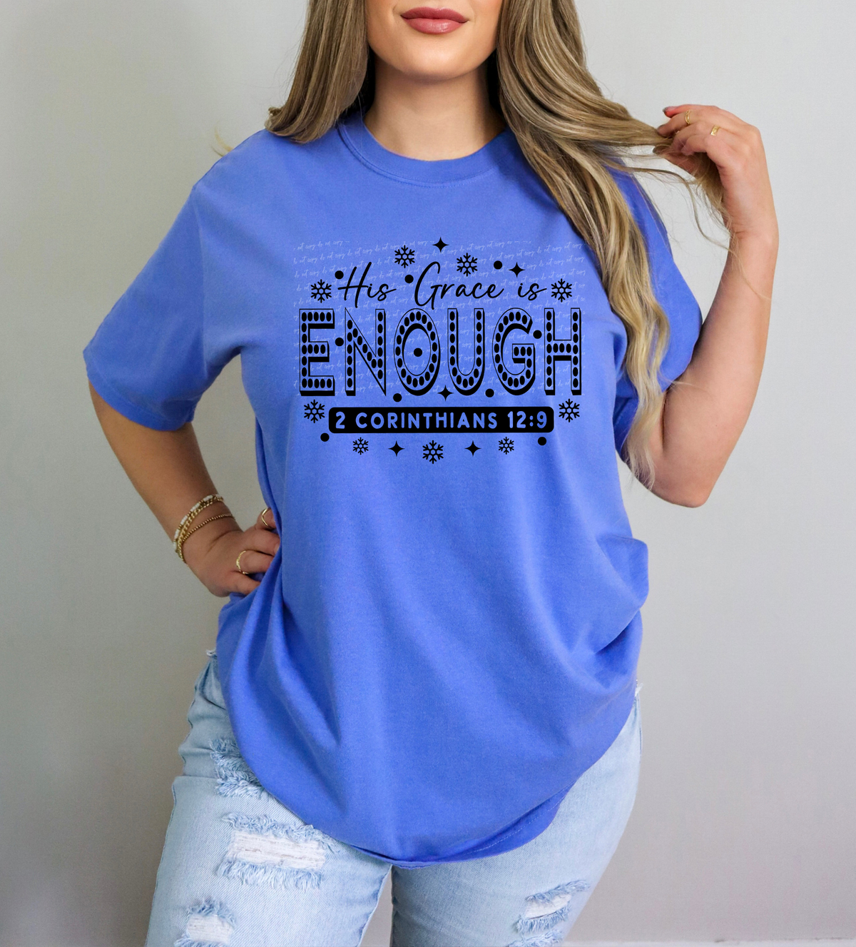 His Grace Is Enough 2 Corinthians 12:9 Black 76172 DTF Transfer