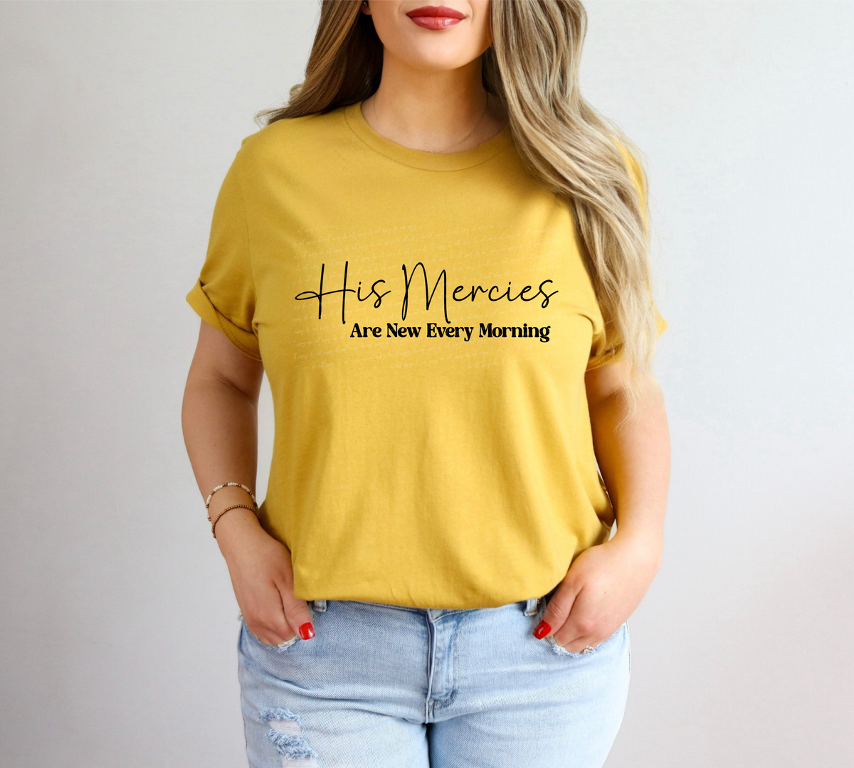His Mercies Are New Every Morning Cursive And Serif Font Black 89337 DTF Transfer