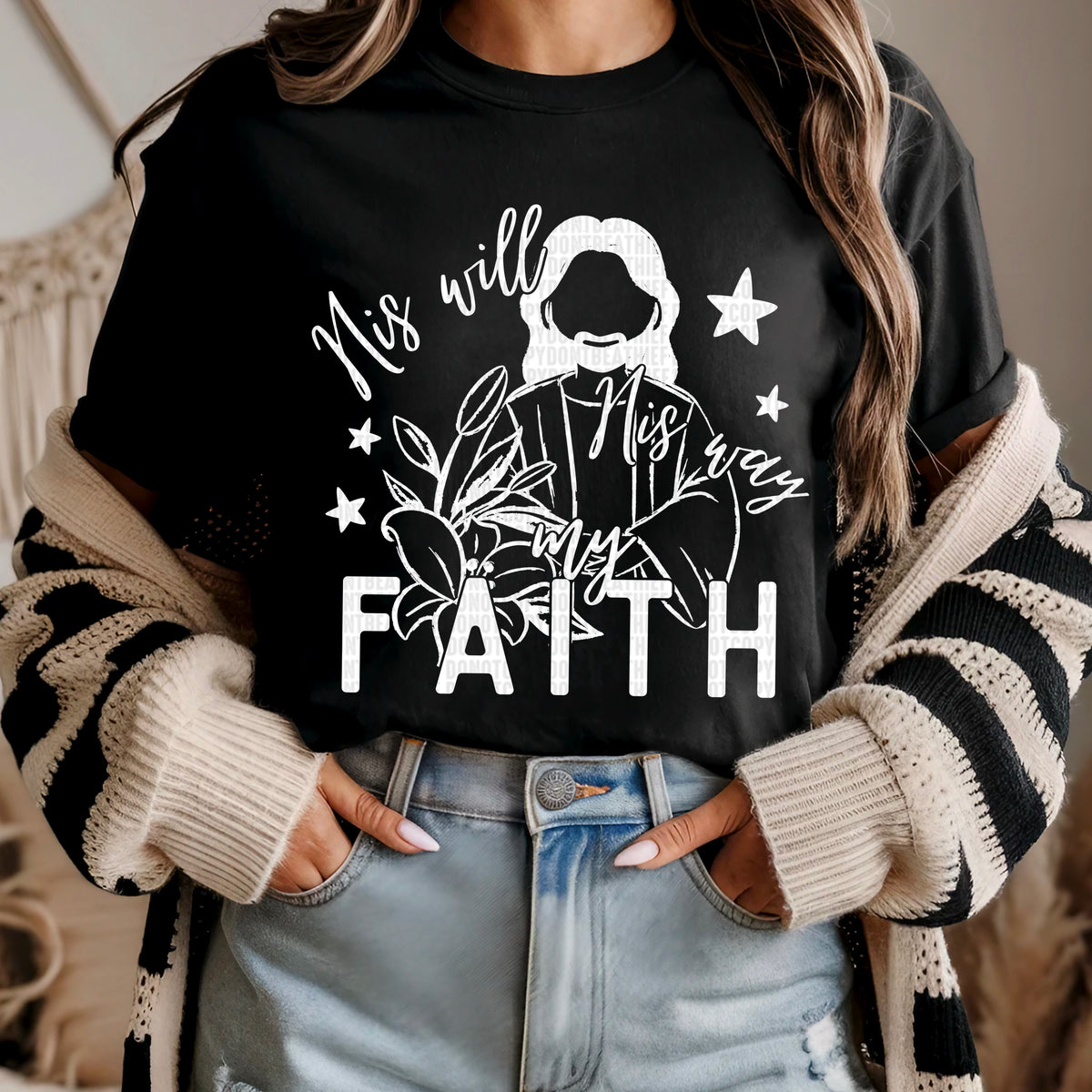 His Will His Way My Faith White 104202 DTF transfer