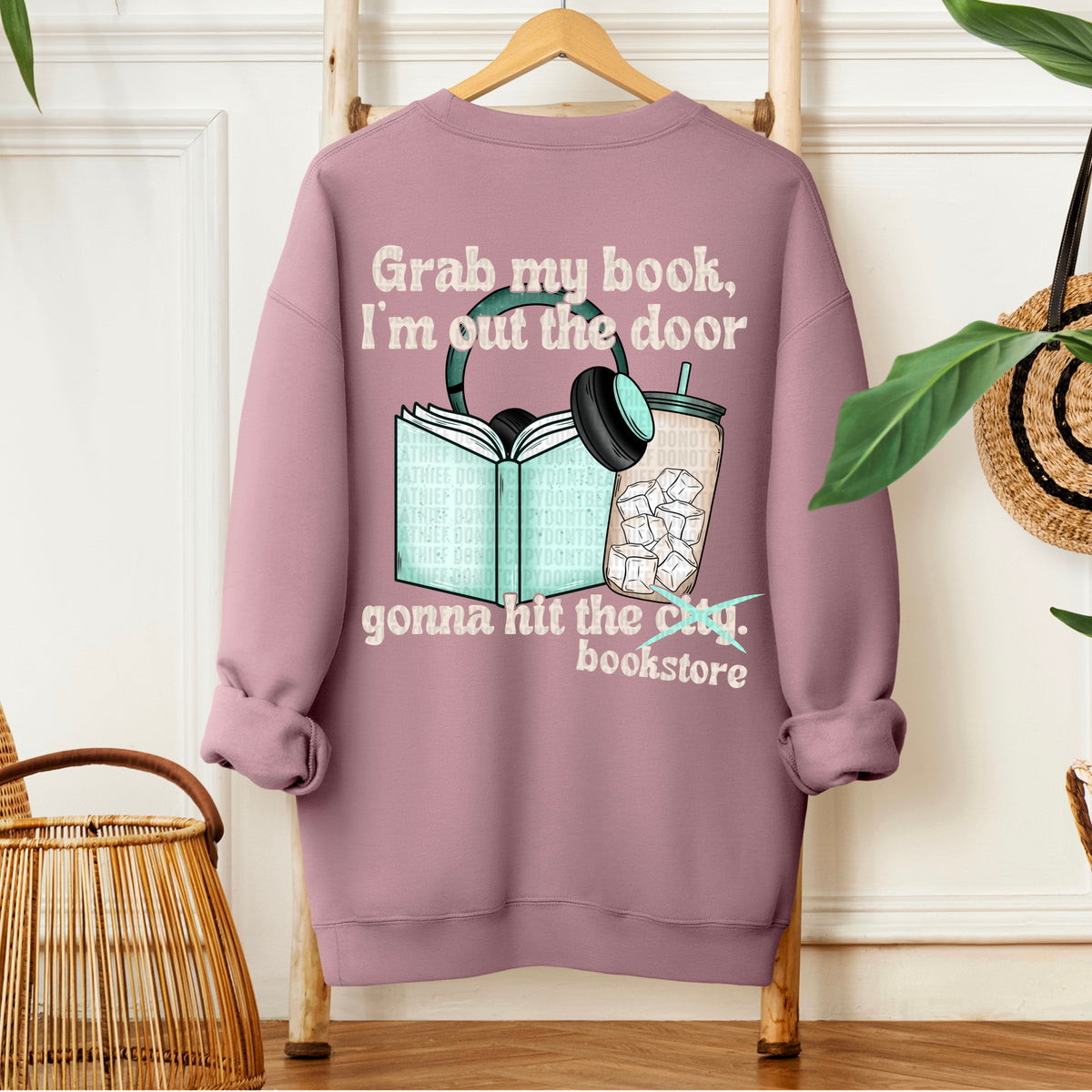 Grab My Book I'm Out The Door Gonna Hit The Bookstore Cream Font 104346 DTF transfer