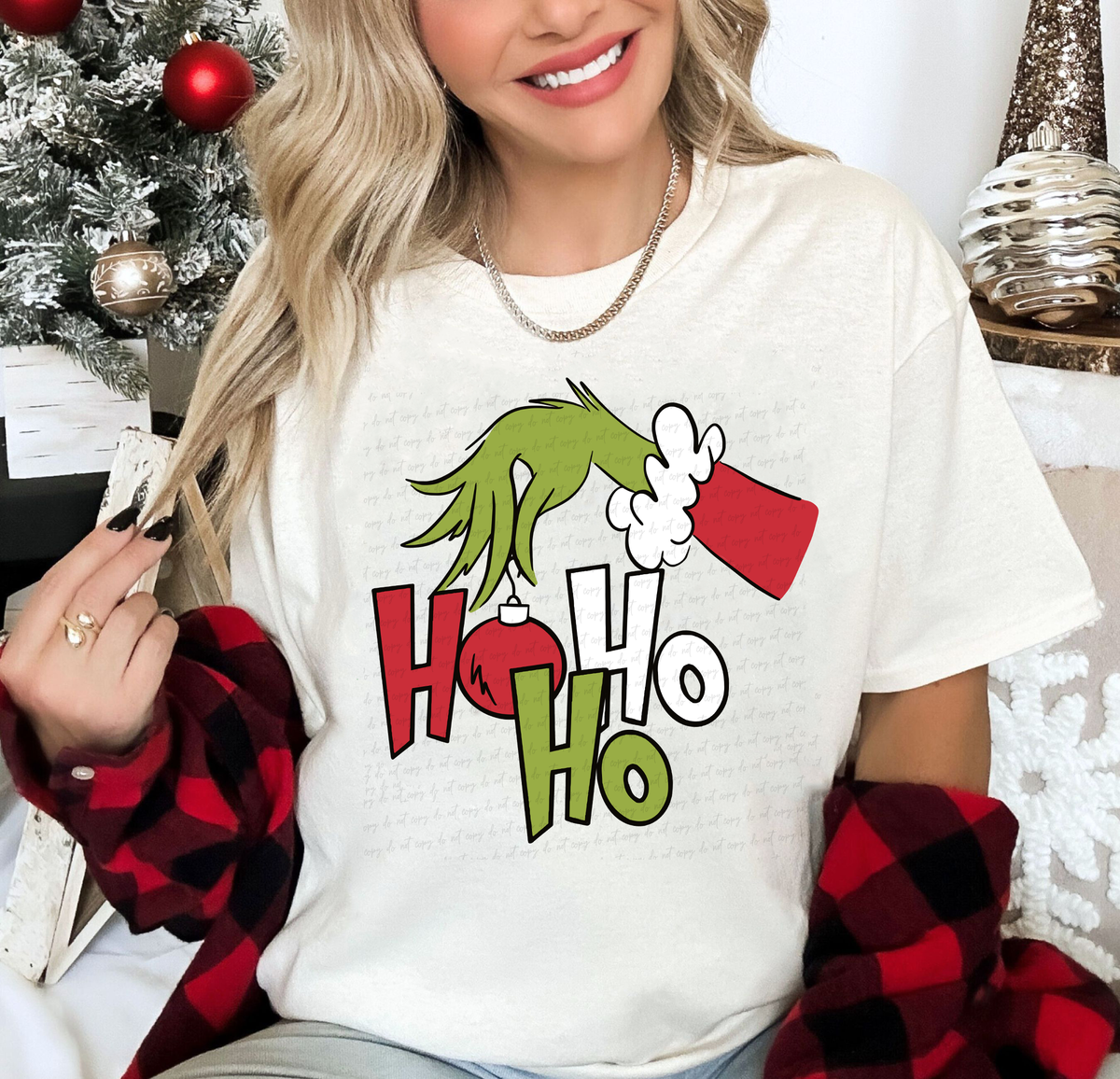 Ho Ho Ho Green Guy Hand Ornament 114921 DTF transfer