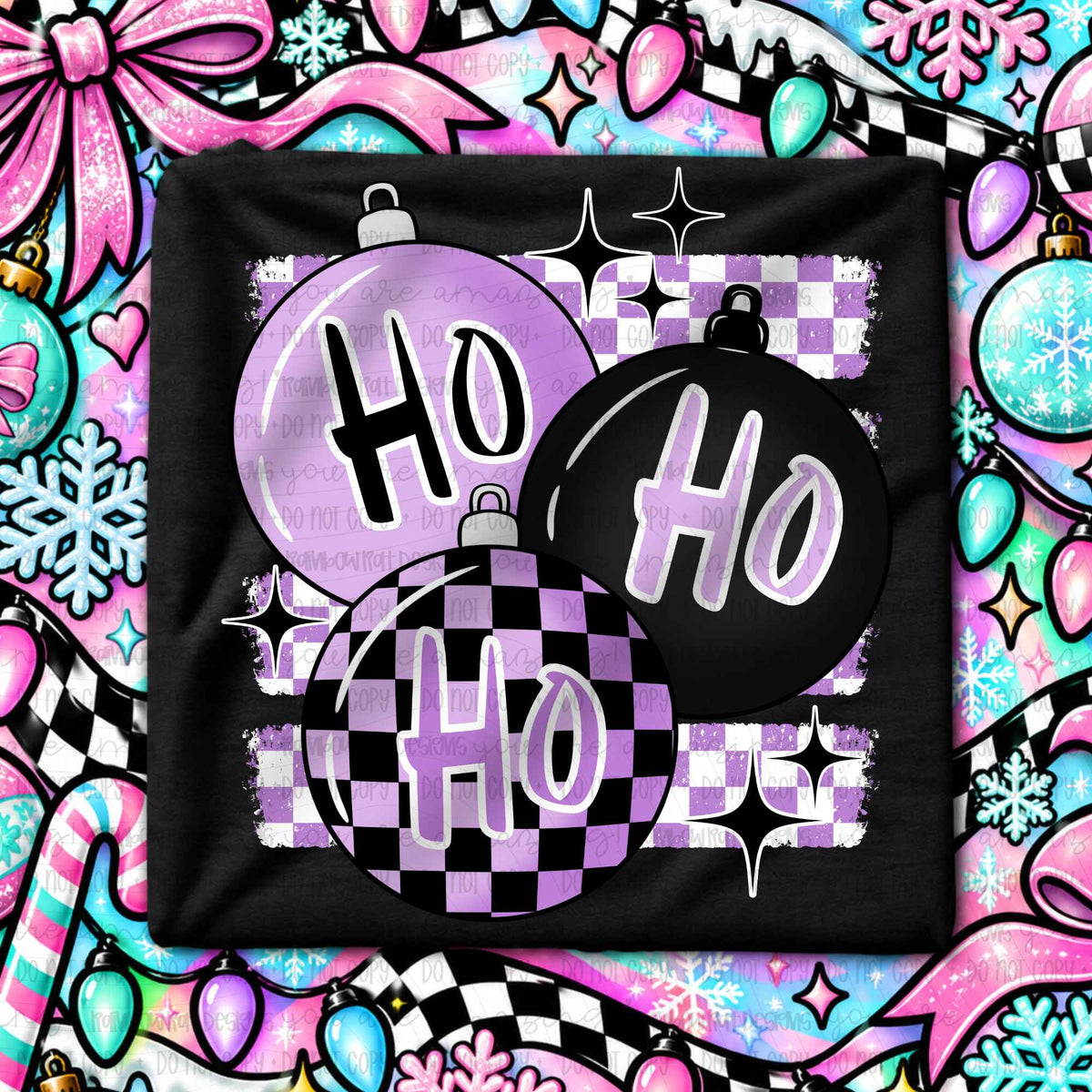 HOHOHO ornaments- Purple and black (RRD) DTF Transfer