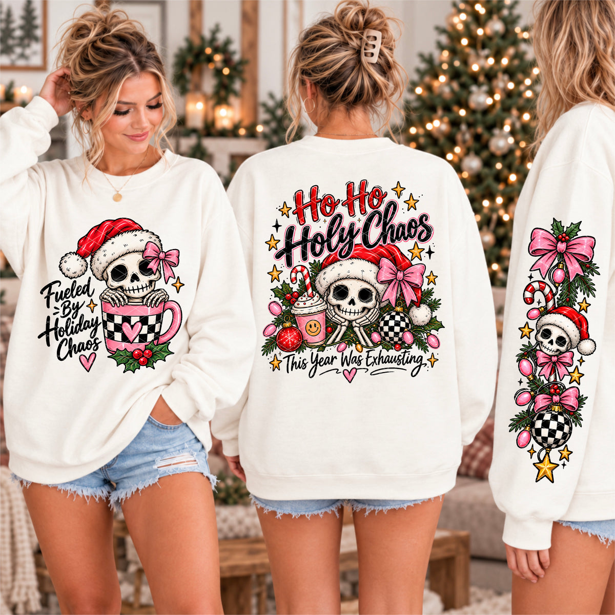 Fueled by holiday chaos skeleton (FRONT ONLY) (SDD) DTF Transfer