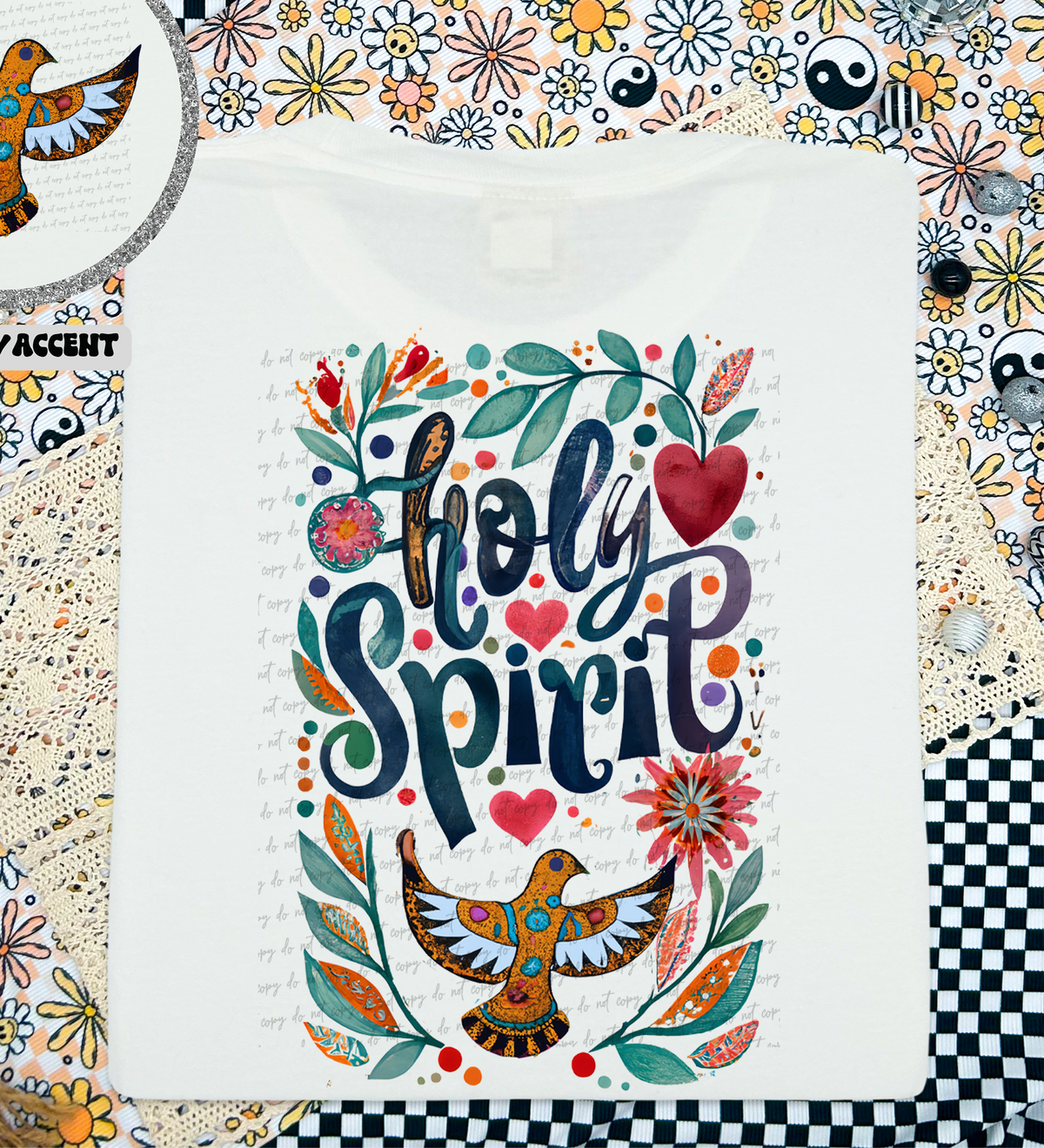 Holy Spirit Floral (Back Print) 76876 DTF Transfer