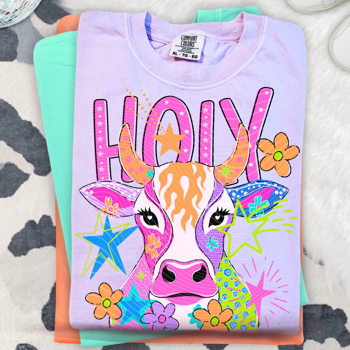 Holy cow stars and flowers (AG) DTF transfer