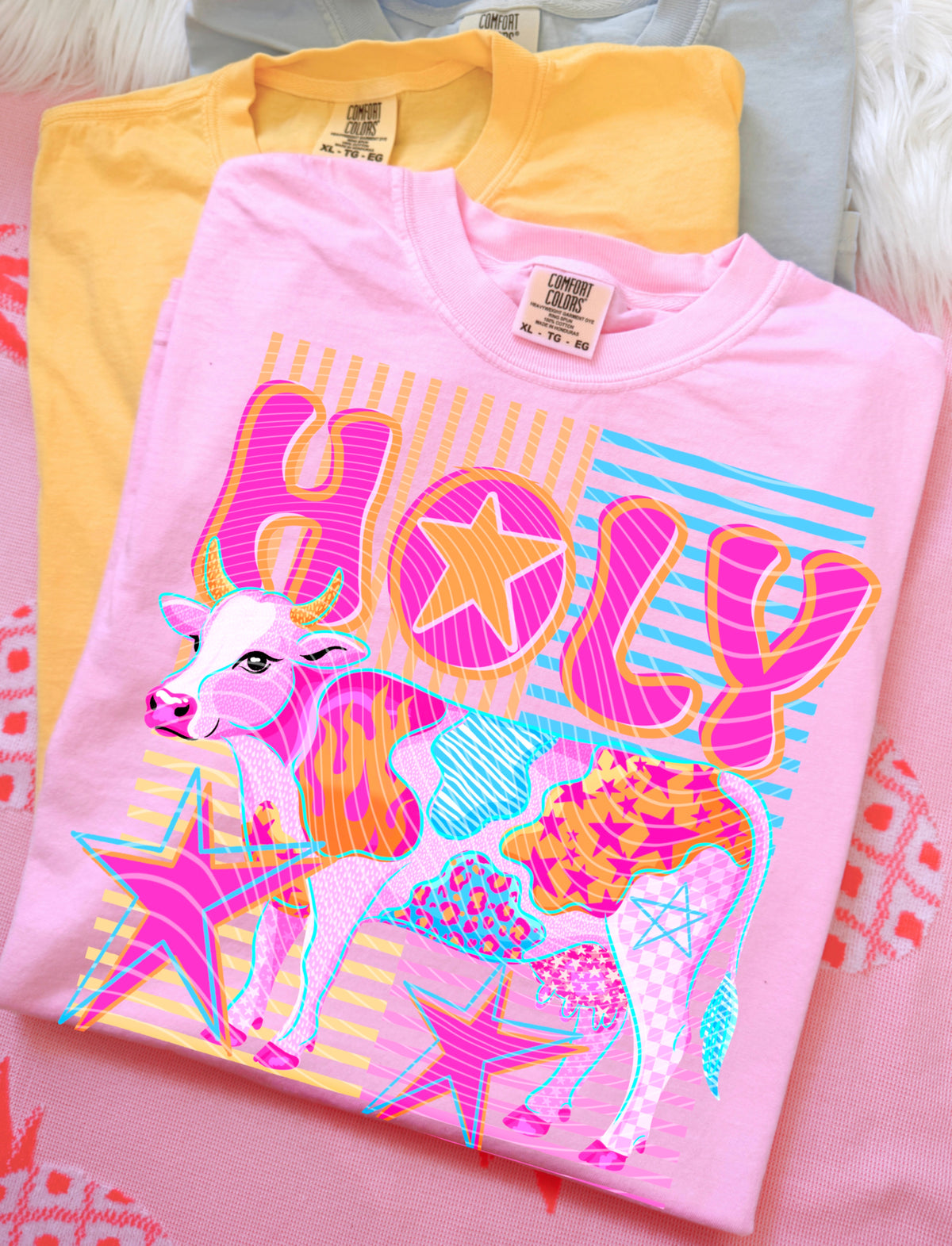 Holy cow ORANGE and PINK stars (AG) DTF transfer