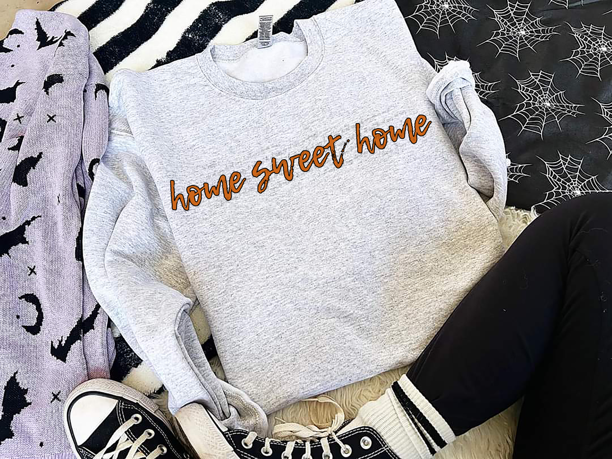Home Sweet Home Black Outline Orange Filled 54492 DTF transfer