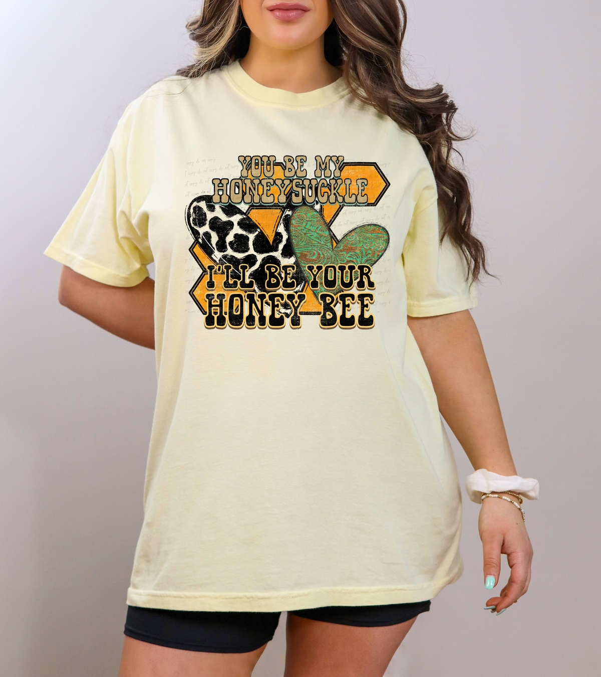 You Be My Honey Suckle  I'll Be Your Honey Bee Hearts and Honeycomb 116558 DTF Transfer