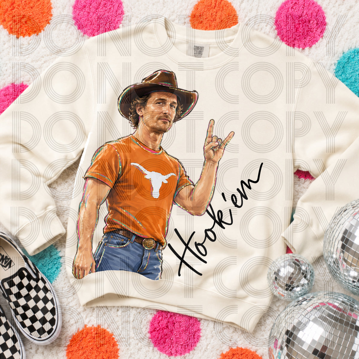 Hook em - guy with cowboy hat (Renewed) DTF Transfer