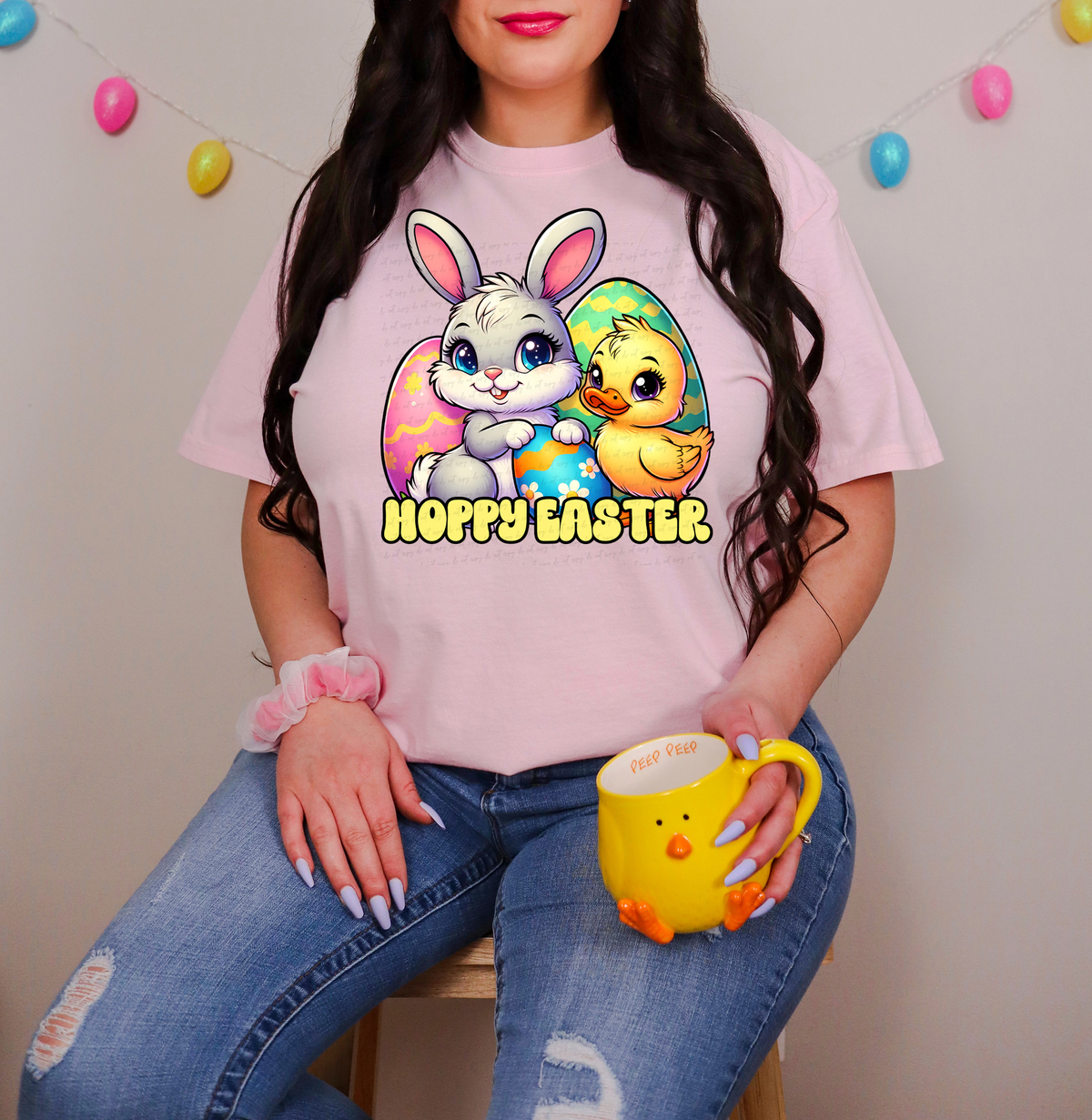 Hoppy Easter Bunny Duck and Eggs 117795 DTF transfer