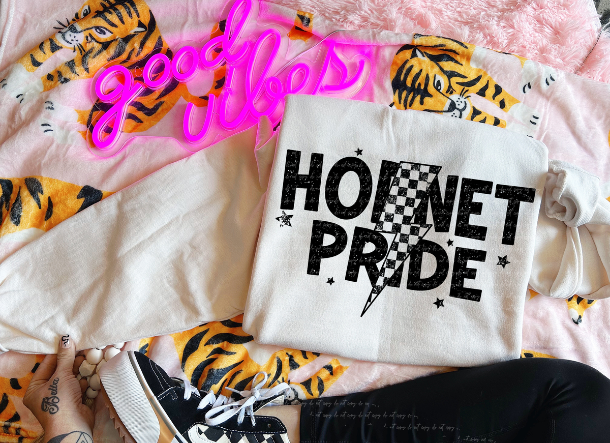 Hornet Pride Checkered Lightning Bolt Black 89045 DTF Transfer