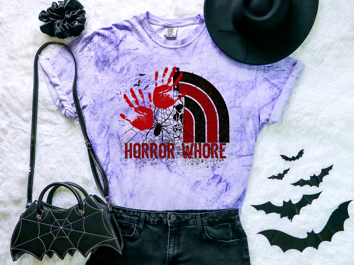 Horror Whore Red Hand Prints Spider Web Black and Red 115784 DTF Transfer