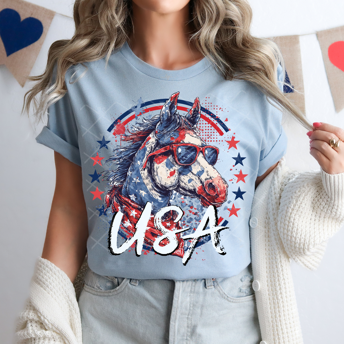 Horse patriotic circle (TTD) DTF Transfer