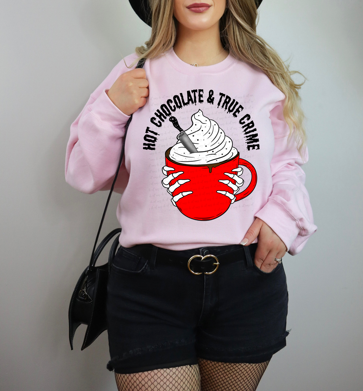 Hot Chocolate and True Crime Mug Skellie Hand Full Color 114830 DTF transfer