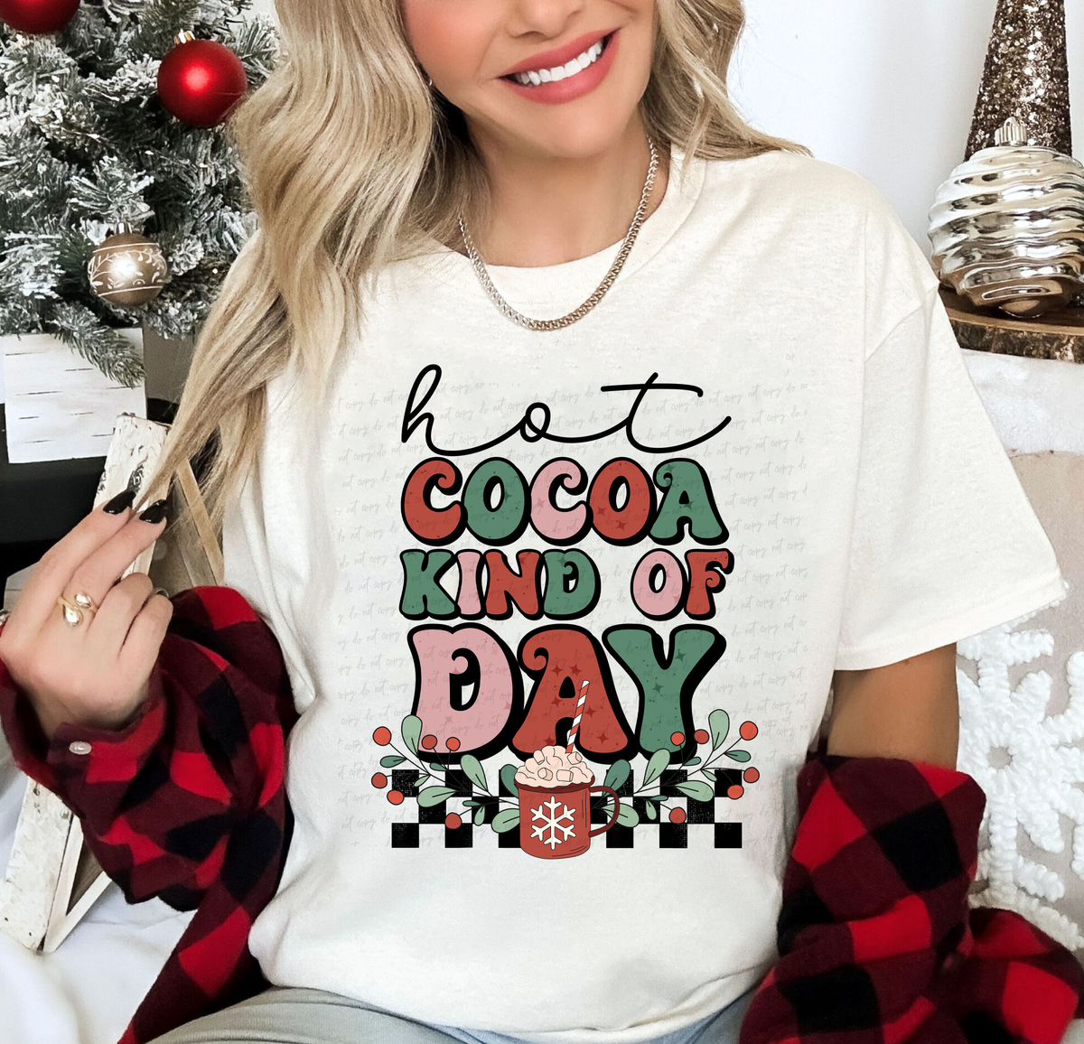 Hot Cocoa Kind of A Day Checkered 114786 DTF transfer