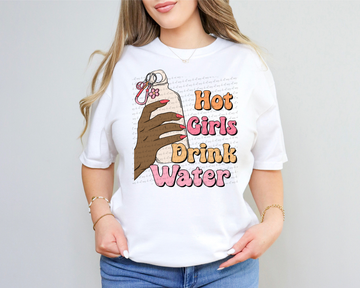 Hot Girls Drink Water Dark Skin Tone 89004 DTF Transfer