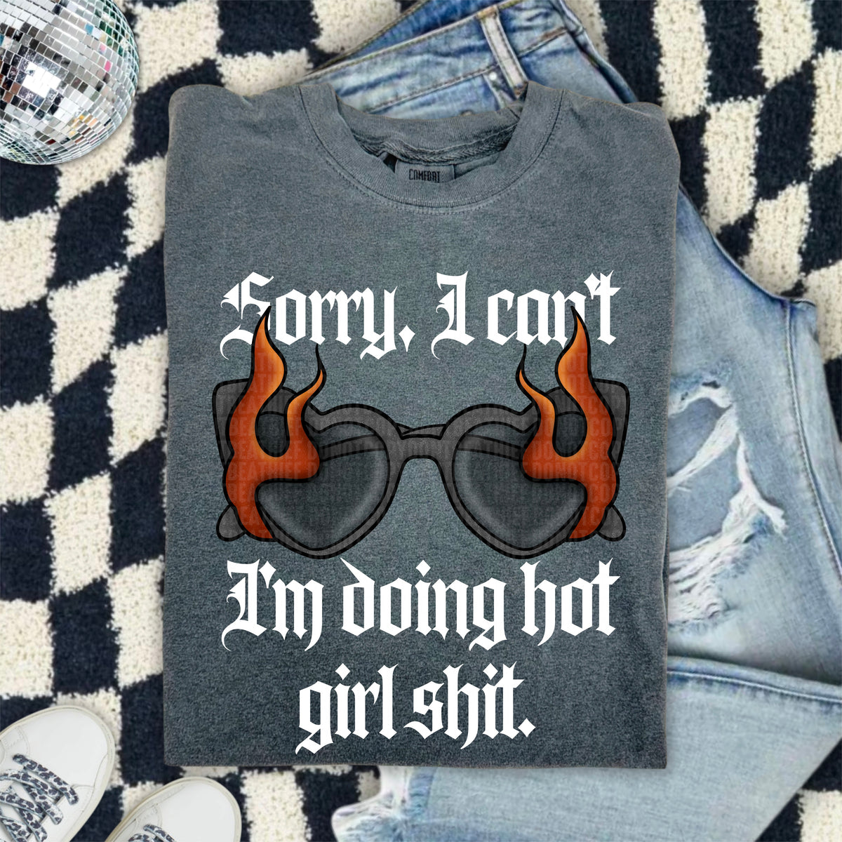 Sorry I Can't I'm Doing Hot Girl Shit White Font 104350 DTF transfer