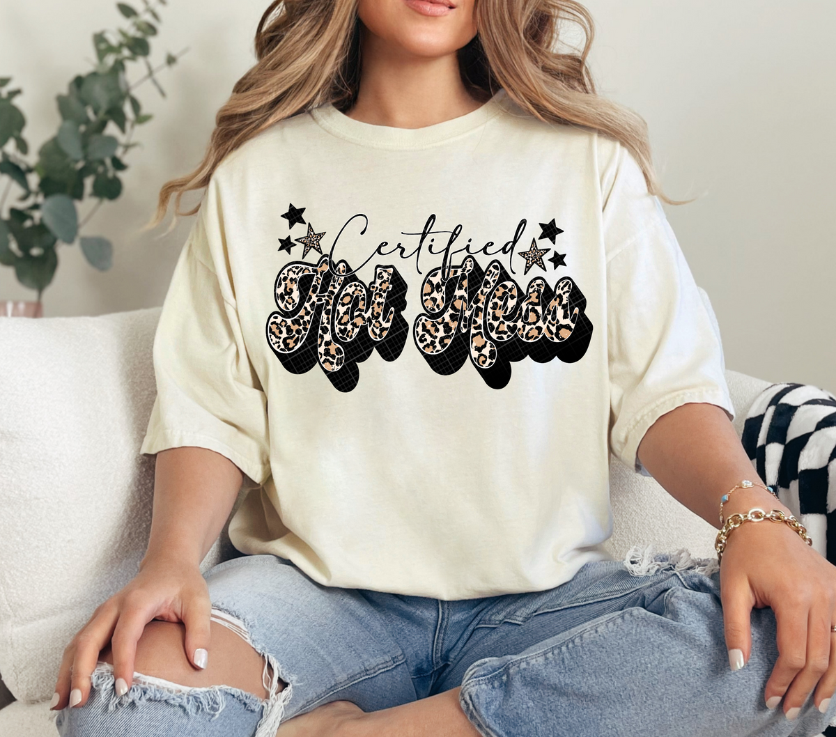 Certified hot mess (leopard filled) (Linda) DTF Transfer
