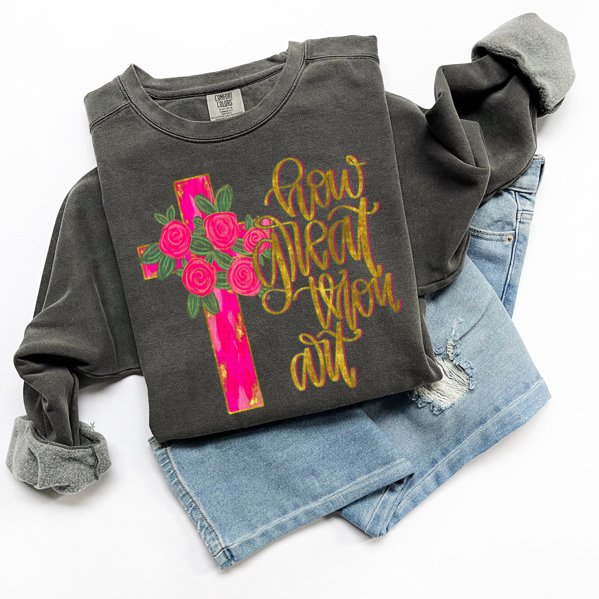 How great thou art pink cross 103859 DTF transfer