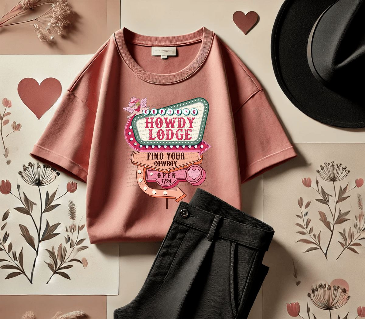 Cupid's Howdy Lodge Find Your Cowboy 71677 DTF Transfer