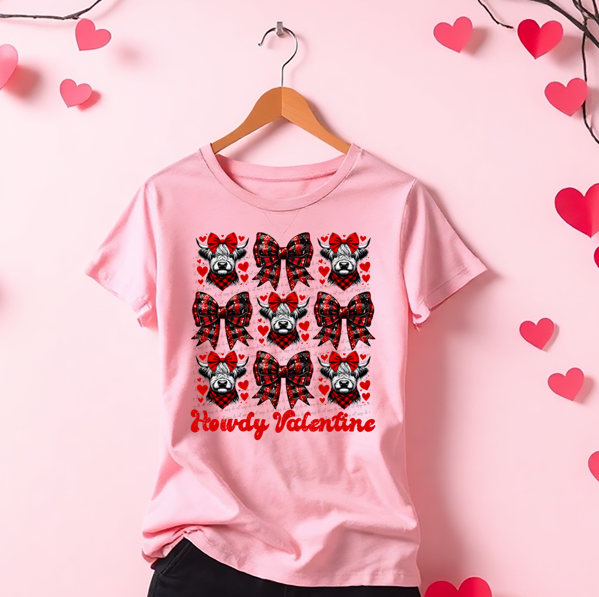 Howdy Valentine Bow Grid 76453 DTF Transfer