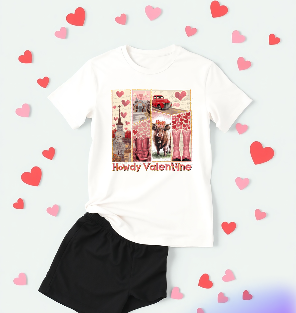 Howdy Valentine Cow With Bow Pink 76678 DTF Transfer