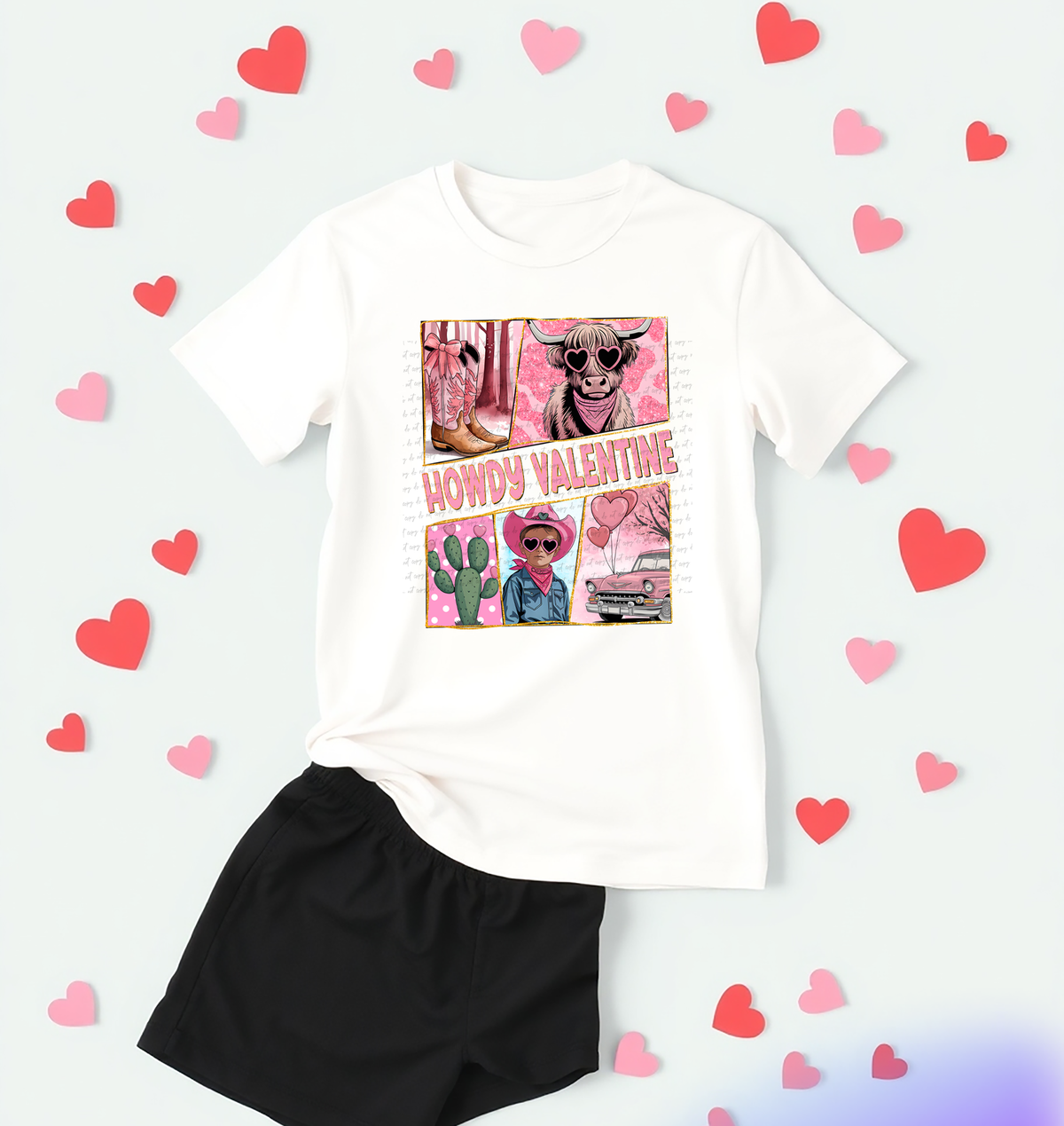 Howdy Valentine Cowboy Cactus Boots Car 76679 DTF Transfer