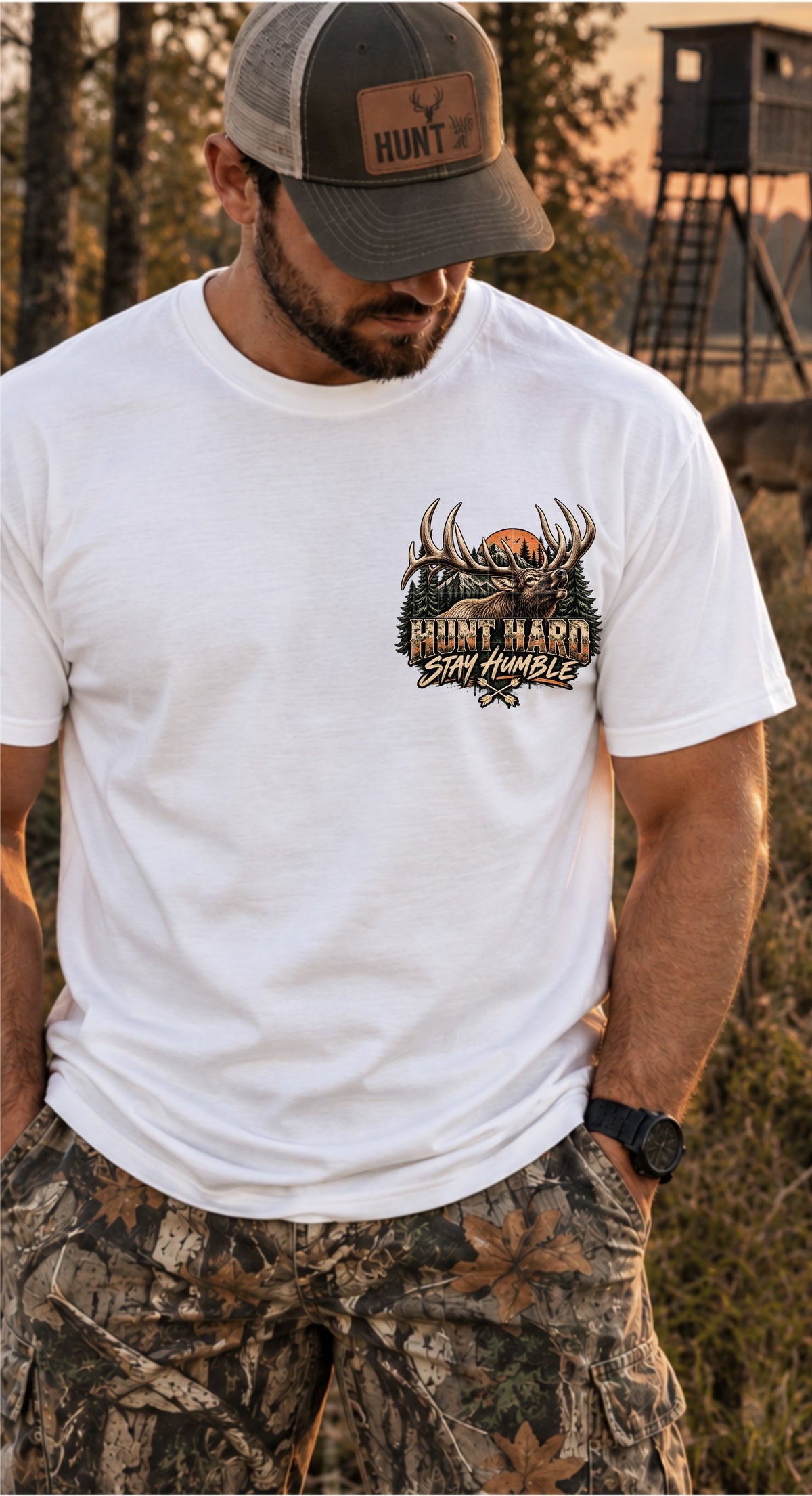 Hunt hard stay humble front print (SDD) DTF Transfer