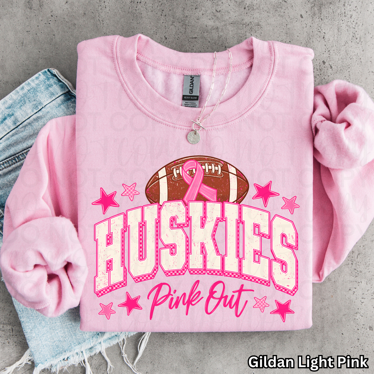 Huskies-Pink Out with football and stars (UAC) DTF Transfer