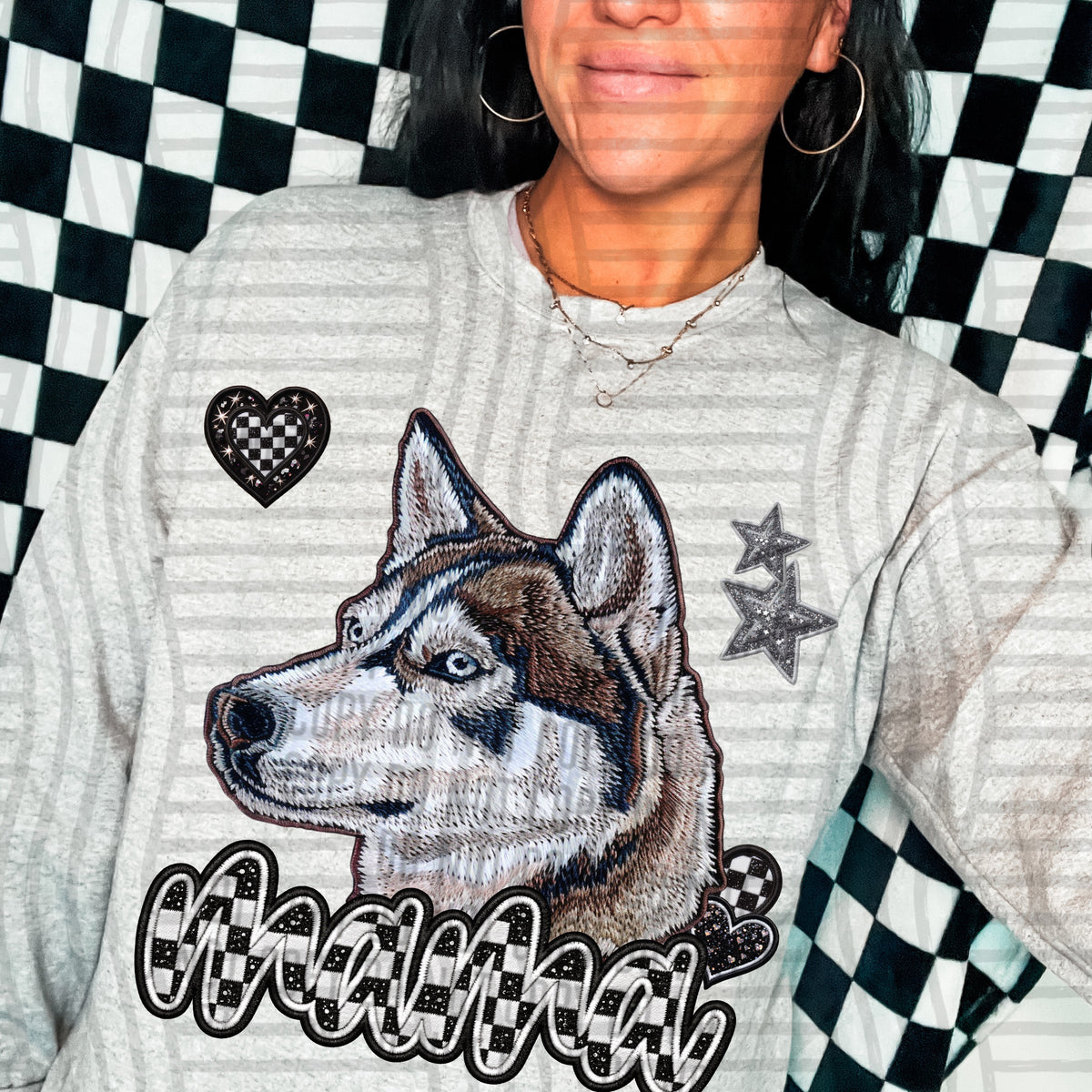 Husky 1 mama checkered font (DKD) DTF Transfer