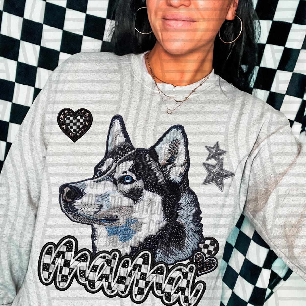 Husky mama checkered font (DKD) DTF Transfer