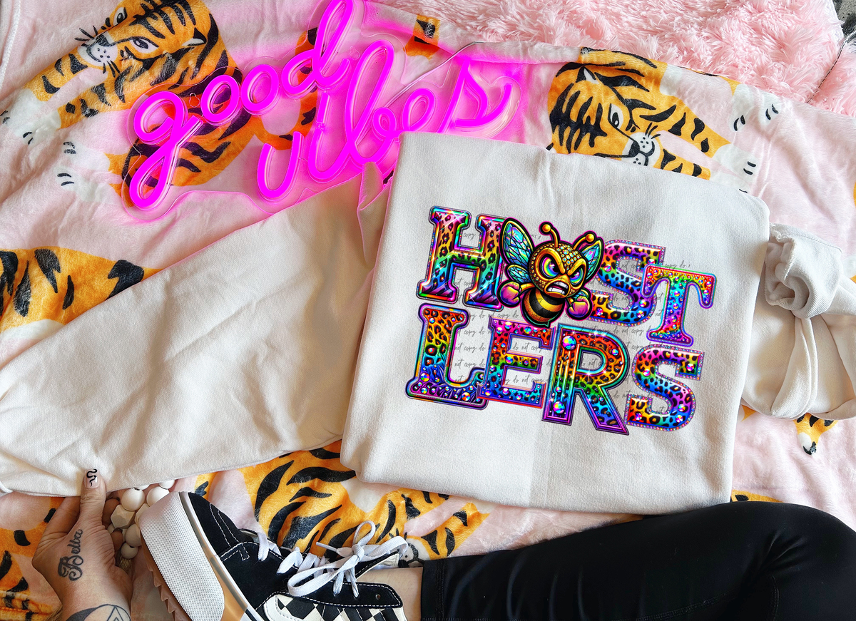 Hustlers Rainbow Leopard Rhinestone 46106 DTF transfer